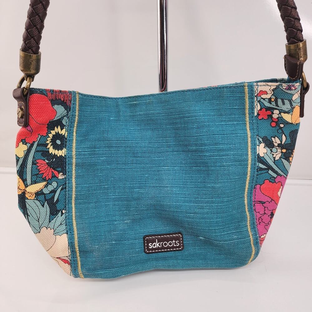Sakroots Elsa Small Hobo Bag Artist Circle Spirit Desert Blue Pink Floral Purse - Picture 5 of 16